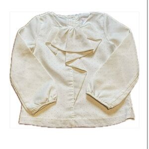 Janie and Jack Long Sleeve Swiss Dot Ruffle Front Blouse